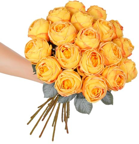 Kisflower Lot de 10 artificielles Jaune,50cm Haute Unique Longue Tige Fausse Fleur,Fleur de Soie Fleur réaliste pour Table Bureau fête Mariage décor(10, Jaune)