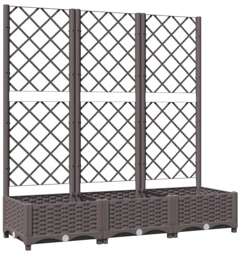 Natulvd Raised Garden Bed with Trellis, 120x40x121.5 cm, Wide Plastic Planter Box with Trellis, Garden Box for Climbing Plants Vegetable, Fruits, Herbs