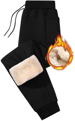 PASUDA Men's Jogging Bottoms Winter Fleece Jogger with Pockets Sherpa Sweatpants Elastic Waist Warm Thick Plush Trousers with Drawstring Thermal Sports Pants (Black, M)