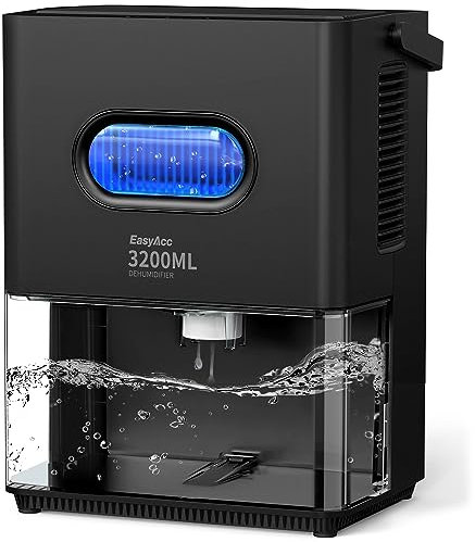 Luftentfeuchter 3200ml,EasyAcc Luftentfeuchter Elektrischer Entfeuchter Leise Tragbarer Raumentfeuchter Gegen Feuchtigkeit Dehumidifier für Büro/Schlafzimmer/Badezimme Farbige Nachtlicht…