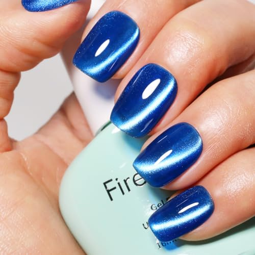 gel Firedeep gel Katzenaugen-Nagellack 16ml Saphirblauer Lack Holographischer Glitter UV/LED-Lack für die Nagelkunst DIY zu Hause Maniküre mit Magnetic Stick