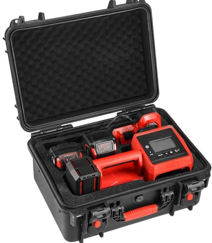 ZENACCE Waterproof Hard Case Compatible with Milwaukee M18 Inflator 2848-20, Air Compressor Carrying Case for Milwaukee Tools, Can Hold 18V 3.0 to 9.0 Ah Battery Packs and Charging Station