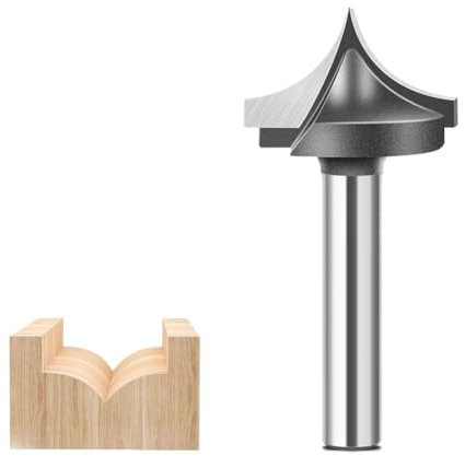 1pcs Groove Point Cutting Roundover Router Bit, 1/4 Inch 1/2 Inch Shank 6mm 12mm Shank Carbide Round Over Slotting Cutter Woodworking Milling Cutter(6.35x19.05mm)