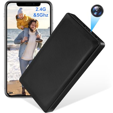 Nisanmoon Camara Oculta WiFi 2.4/5G HD 1080P Mini Camara Espia Oculta 2 EN 1 WiFi Camara Espia,10000mAh Powerbank WiFi Camara Oculta con Vision Nocturna y Deteccion de Movimiento para Vision Remota