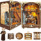 BuzzoXerex DIY Book Nook, Miniatures Nook avec Housse de Protection, Miniatur Haus Selber Bauen avec Lampes LED, Maquette en Bois a Construire avec Meublé (Classique)