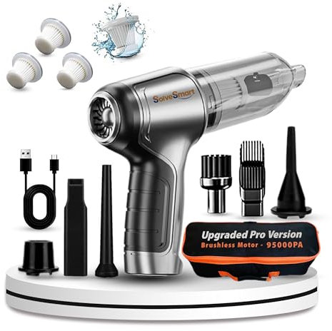 Handheld Wireless Vacuum Cleaner- Powerful 95000 Pa Suction Portable Lightweight Cordless- Long Runtime Rechargeable Battery Quick Charge for Home, Office, Car, Sofa, Pet Hair, Corner Cleaning