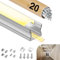 GEEKLUX Aluminiumprofile für LED-Streifen, 2 m x 20 cm (insgesamt 40 m), zum Einbauen, Led-Kanäle in U-Form, max. 12 mm, Abdeckung, Cremeweiß, Diffusor, LED, Metallbefestigung – 2000 x 26,7 x 10 mm