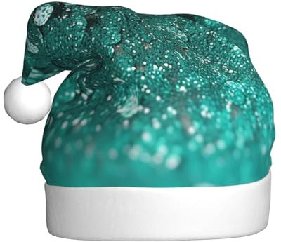 EVANEM Türkis Glitzer Weihnachtsmütze Erwachsene Unisex Weihnachtsmütze für Weihnachtsdekoration Neujahr Urlaub Party Supplies