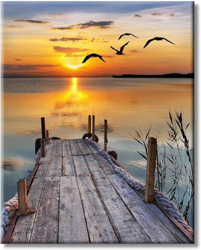 LZLHDE Paint by Numbers for Adults Landscape Quay, Painting by Numbers for Adults Canvas Crafts Kits, Paint by Number DIY kit for Relax and De-Stress Gift Home Decoration 16x20inch