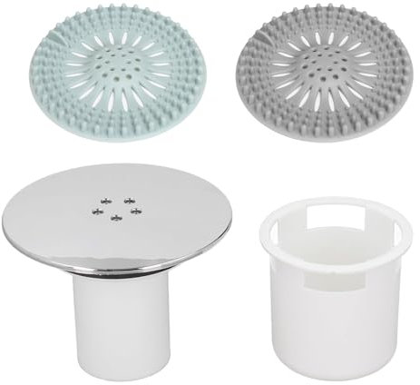 VZU 90mm / 115mm Duschabfluss Abdeckung, Chromatierte Duschabflussabdeckung, Duschablauf für Viega Tempoplex Ablaufgarnitur, Abdeckhaube mit 2 Haarfänger für Duschabfluss