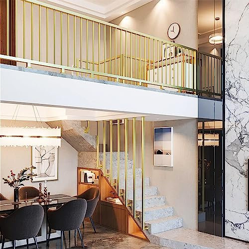 Handlauf für Wandmontage, seitlich montierter L-förmiger Baluster aus verzinktem Vierkantrohr, Treppengeländer aus schmiedeeisernem Gold in mattem Design, Geländer für Hausflur, Villa, Loft,