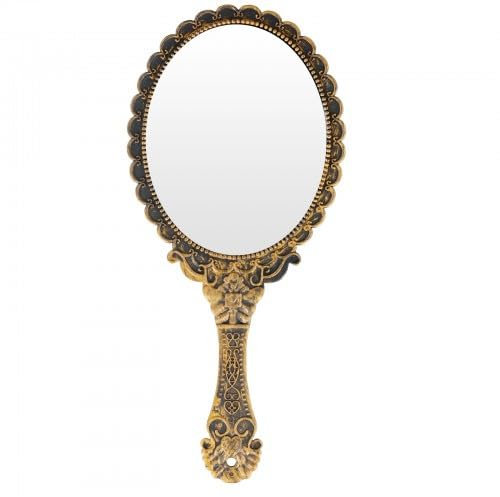 Wisebom Vintage Handspiegel mit Griff - Schmink Spiegel aus Kunststoff für Frauen, Mädchen, Friseur und Reisenutzung (Bronze)