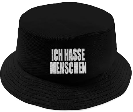 Generisch Partyhut, BucketHat, Fischerhut, Wanderhut aus Baumwolle Bedruckt mit Spruch: Ich Hasse Menschen