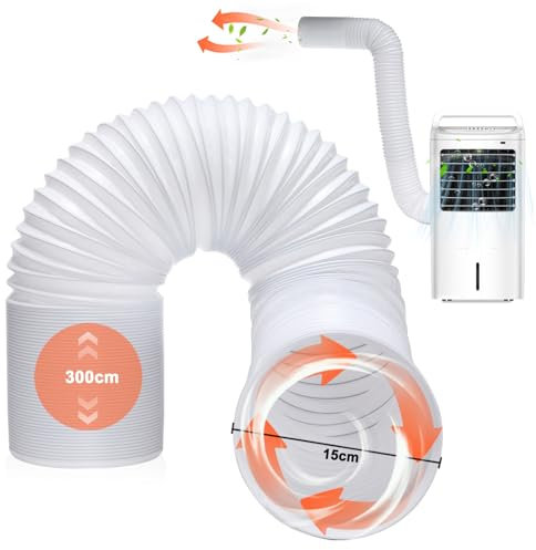 Hukermoon Abluftschlauch Klimaanlagen Schlauch, PP Abluftschlauch Klimagerät 3M Flexschlauch Klimaanlage Stahldraht Faltbarer Entlüftungsschlauch für Klimaanlagen Wäschetrockner Abzugshaube (3M,150MM)