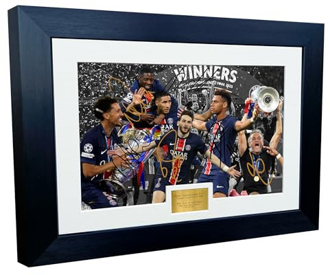 Signiertes Foto von Paris Saint-Germain Champions League Gewinner 2025 PSG Doue Dembele Kvaratskhelia Hakimi Marquinhos Luis Enrique, 30,5 x 20,3 cm, signiert