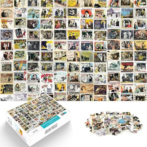 1000 Teenager-Teile-Puzzle Familienspiel zum Stressabbau, schwierige Herausforderung Vintage-Poster-Patchwork tolles Geschenk52x38cm