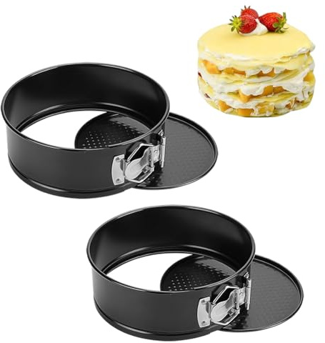 FARYODI 2 Stück Mini Springform 12cm, Auslaufsichere Kuchenform aus Stahl, Kuchenform mit Antihaftbeschichtung und mit Abnehmbarem, für Geburtstag/Hochzeit/Hause (Rundschreiben)