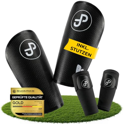JDP Parastinchi con Calzettoni, 1 Paio Protezione Calcio Uomini per Massima Sicurezza, Gambali Bambini con Calza Antiscivolo, Parastinco Extra Robusto