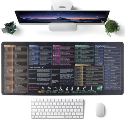 FYting Excel Mauspad English,Schreibtischunterlage Excel Shortcuts English | Tastenmeister,Mousepad 900x400,Word PPT Windows Shortcut Tasten Mauspad für Büro, Schule,PC, MacBook, Laptop(C)