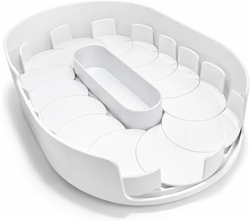 SCHASY Organizer Frigorifero Rotante 360° Salvaspazio, Porta Bottiglie Frigo per Bottiglie Fino a 1L, Organizer Frigo Girevole in Plastica Pet con Antiscivolo per Birra Acqua e Bevande