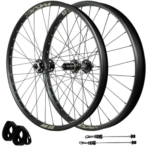 HOMSXPAC Paar 26/27,5/29 Zoll Mountainbike-Laufräder, 35 mm breit, für Dirt Jump, Cross-Country und All-Mountain, 32-Loch-Felge, Scheibenbremsen vorne und hinten, Schraubmontage, Einbaubrei
