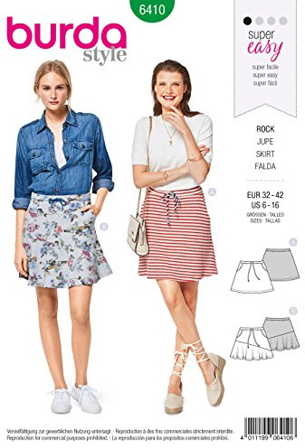 Burda 6410 Schnittmuster Ausgestellter Rock (Damen, Gr. 32-42) Level 1 super Easy