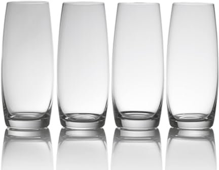 MIKASA Julie Luxury Lead Free Crystal Champagne Flute Glasses, 500 ml, Clear, Set of 4