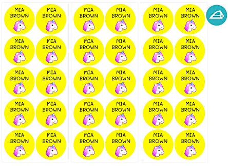 28 Thermo-Klebeetiketten zur Kennzeichnung der Kleidung. Runde Etiketten mit einem Durchmesser von 3 cm. Farbe Basic Gelb (zum Bügeln)