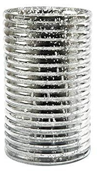 Sandra Rich Zylinderglas, Windlicht, Kerzenglas, Vase, Glas Groove Silber verspiegelt. 18 cm.