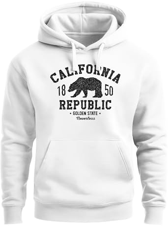 Neverless® Hoodie Herren California Republic Kalifornien Grizzly Bär Bear Aufdruck Print Kapuzen-Pullover Männer