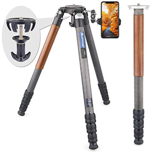 Kohlefaser Stativ Einbeinstativ High-End Reisestativ HS80C Ultra-Stabiler Leichter Stativständer mit 75mm Schüsseladapter Stativ und Beinhülle aus Leder, maximale Belastung 30 kg für DSLR Kamera
