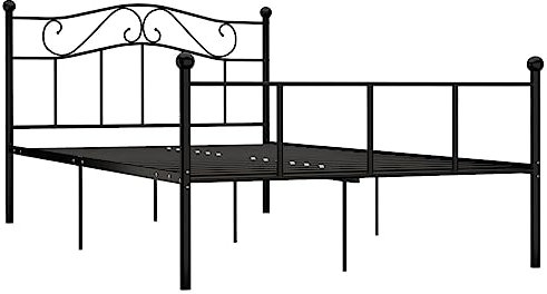 vidaXL Bettgestell Bett Metallbett Schlafzimmerbett Doppelbett Bettrahmen Schlafzimmermöbel Ehebett Lattenrost Schwarz Metall 120x200cm