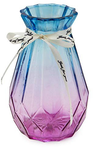 OFFIDIX Vase en Verre dégradé Multicolore Vase géométrique à facettes en Verre coloré pour la Maison, Le Bureau ou Le Mariage (Bleu Violet)