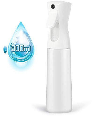 hanmir Bouteille de Vaporisateur Brume Fine Bouteille de Pulvérisation d'eau Continu Pulvérisateur de Coiffure 300ml/10 Oz pour Coiffure, Soins de la Peau, Plantes d'Arrosage etc Blanc (large)