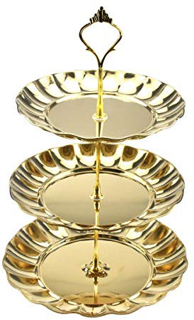 Changrongsheng 3-Tier Stainless Steel Cake Stand with Fittings, Square Fruit Plate Cupcake Stand, Party Serving Platter for Birthday Wedding Party Food Server Display Holder
