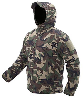 Ketamyy Homme Tactique Camouflage Veste Imperméable Softshell Doublure en Polaire Automne Hiver Outdoor Trekking Chasse Alpinisme Blouson Manteaux à Capuche Jungle Camouflage XL