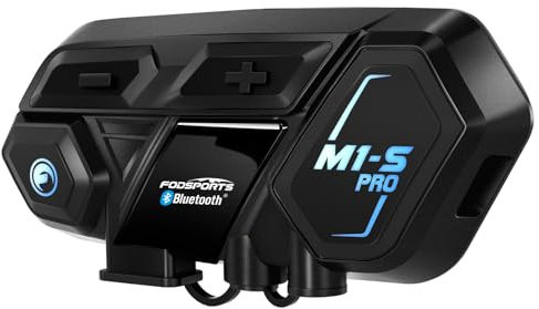 Fodsports M1-S Pro Intercomunicador Casco Moto Bluetooth, 8 Motociclistas de 2000m, Sistema Comunicación Casco con Compartir Música, Cancelación Triple de Ruido/Carga Rápida/Emparejamiento Universal