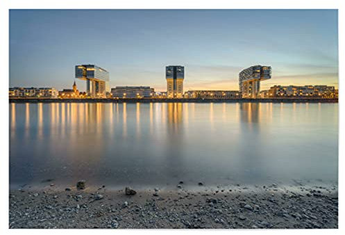 artboxONE Poster 45x30 cm Städte Kranhäuser Köln Frontalansicht - Bild nrw Blaue Stunde Cityscape