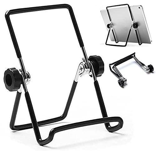 VOVIGGOL Support Tablette Réglable iPad Stand Pliable Portable Support Telephone Bureau Dock pour iPad, iPad Pro, Air, Samsung, Kindle Fire, Switch, Support de Cadre Photo (Grand Noir)