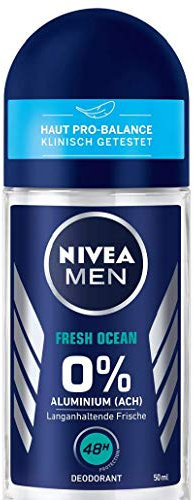Nivea Men Deo Roll On – Fresh Ocean - 0% Aluminium, 48h Schutz - 6er Pack (6 x 50ml)