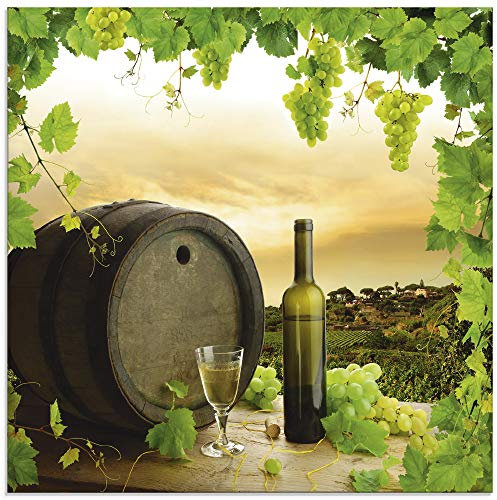 ARTland Wanddeko Glasbilder Wandbild Glas Bild einteilig Quadratisch Landschaft Natur Wein Obst Trauben Weinberg Winzer U1UE