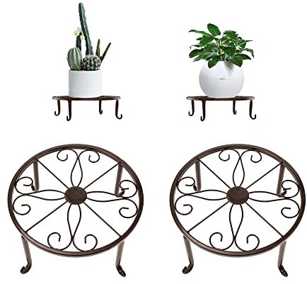 Deautie Supporto Rotondo in Metallo per Fiori, 2Pcs Supporto Rotondo per Piante in Vaso in Metallo, Supporto vasi Balcone in Ferro Antirugine, Rotondo Porta vas in Fiori, per Casa, Balcone, Giardino
