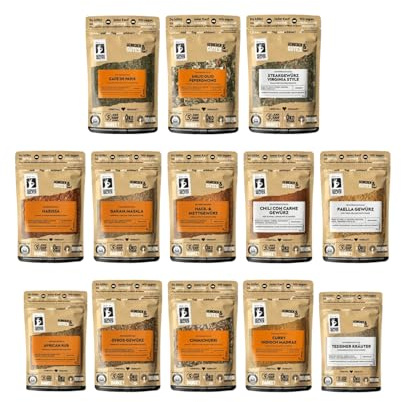 Bremer Gewürzhandel Genuss-Set Weltreise, 13-tlg., Gewürzset mit Gewürzen aus aller Welt, Geschenkbox Gewürze, 1110g