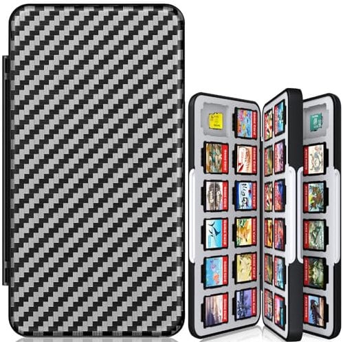 CYKOARMOR Switch Game Case for Nintendo Switch OLED/Switch/Switch Lite, with 48 Switch Game Card Slots & 24 SD Card Slots, Compact and Portable Switch Game Holder, Grey Black