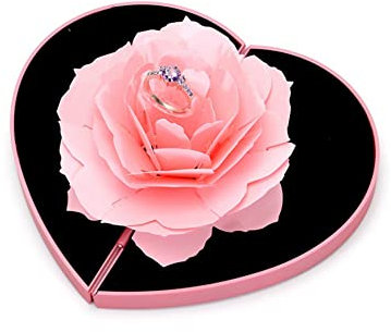 3D Dreidimensionaler Rose Ringschachtel Ring Box Rose Blume Valentinstag Rose Ringschachtel Schmuckschatullen Geschenkbox Ehering Box Schmuckkästchen fürRing Halskette Anhänger Hochzeit Verlobungsring