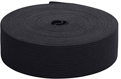 Trimming Shop 38mm (1.5 Inch) Wide Flat Elastic Band, Stretchable Waistband Tape Elastic Cord for Sewing Clothing, Garments, Dressmaking, DIY Craft Projects, Black, 5 Metres