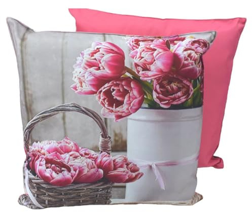 Marabella Outdoor Kissen 45x45cm wasserabweisend Stuhlkissen aus 17 Motiven wählbar, Bildmotiv:Tulpen