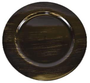 Pomp Vogue 13” Inch Diameter Black & Gold Charger Plates (6 Pack) | Decorative Chargers That Will Capture Your Imagination | Easy Care + Premium Plastic