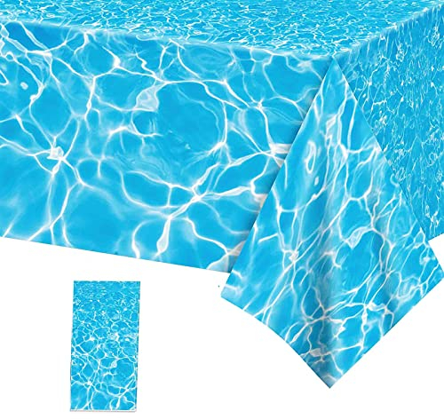 Ocean Waves Plastic Tablecloth 137*274cm Ocean themed Party Table Cloth Table Cover,Water Print Tablecover Blue Party for Summer Mermaid Birthday Beach Pool Underwater Party Decorations Supplies