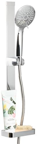 bremermann Ensemble de barre de douche, avec douchette, tuyau de douche en acier inoxydable de 1,75 m et barre de 62 cm, kit complet (chromé)
